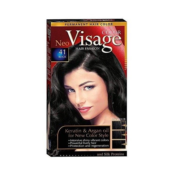Visage Hair Fashion Permanent Couleur des cheveux 41 Noir crème permanente de la couleur des cheveux avec Kératine et huile d