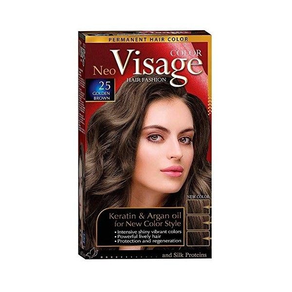 Visage Hair Fashion Permanent Couleur des cheveux 25 Brun Doré crème permanente de la couleur des cheveux avec Kératine et hu