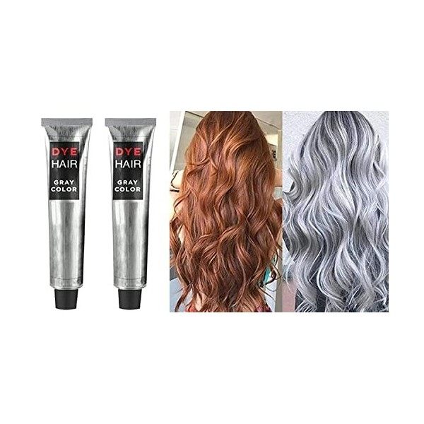 Silver Gray Hair Dye Cream, Smoky Grey Hair Dye Coloration, permanente pour cheveux gris argent, différentes nuances argentée