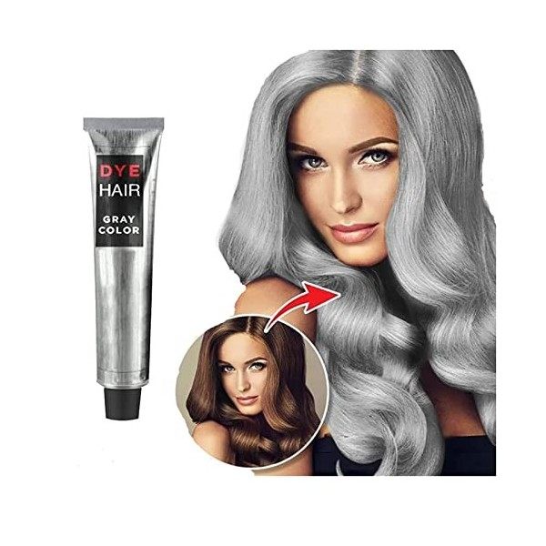 Crème de teinture mode unisexe, crème de coloration permanente pour cheveux gris argent, différentes nuances argentées, pour 