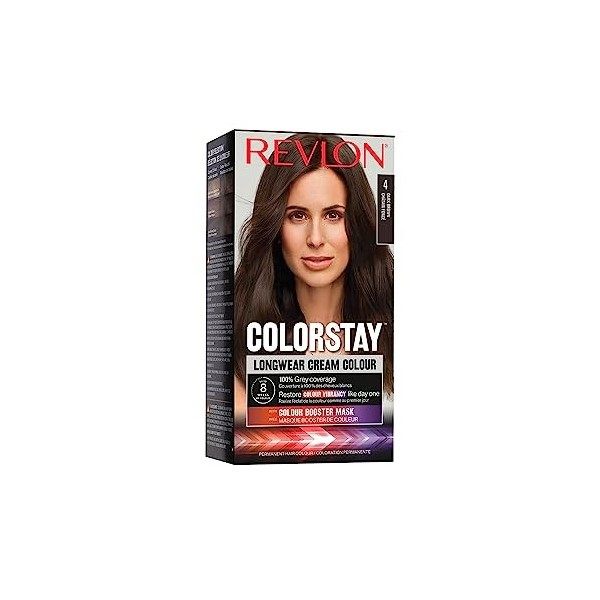 Revlon, ColorStay, Coloration Permanente, Crème Longue Tenue, Couvre 100% des cheveux blancs, Jusqu’à 8 semaines de couleur, 
