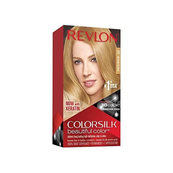 Coloration Cheveux Colorsilk - 74 Blond Moyen - Revlon - Coloration - 130 Ml
