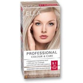 ELEA PROFESSIONAL CREME DE COLORATION PERMANENTE POUR CHEVEUX 9.1 blond cendré très clair AVEC COMPLEXE DE SOIN DHUILES