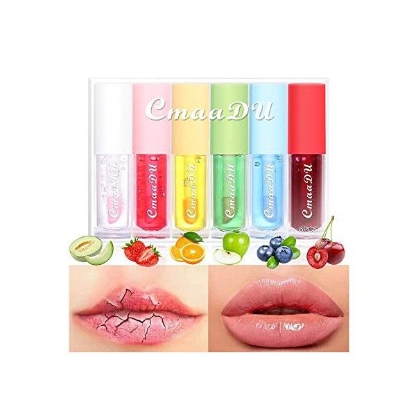 6 bâtons de glaçure à lèvres décolorée, glaçure à lèvres fruitée, rouge à lèvres hydratant, anti - gerçures, ensemble de glaç