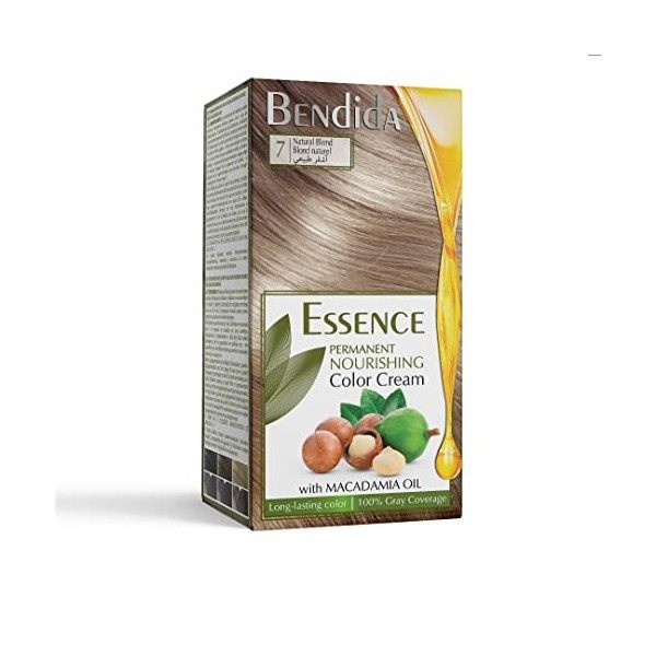 Coloration permanente Bendida, crème colorante nourrissante à lhuile de macadamia, couleur longue tenue 120ml 8.1 Blond cen