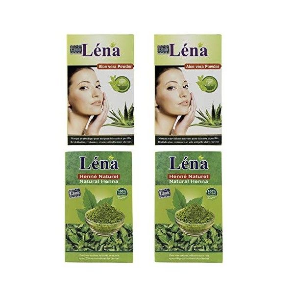 Hennax - Henné naturel x 2 + Aloe Vera pure x 2 - Pack 4 x 100 g