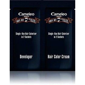 Cameleo Hommes Couleur Crème Gris OFF Coloriseur à Usage unique en 2 sachets pour cheveux, barbe et moustache 5 min. Effet de