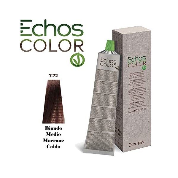 NEW Echos Color - 7.72 Blond Moyen Brun Chaud - Crème Colorante sans PPD et Résorcine - 100 ml