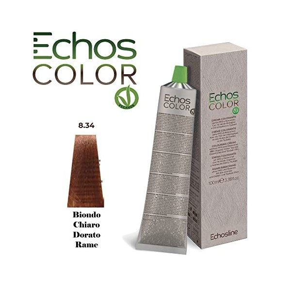 NEW Echos Color - 8.34 Blond Clair Doré Cuivre - Crème Colorante sans PPD et Résorcine - 100 ml