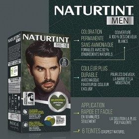 Naturtint Men Biobased | Coloration Permanente Sans Ammoniaque pour Hommes | Teinture pour cheveux et barbe | Couverture à 10
