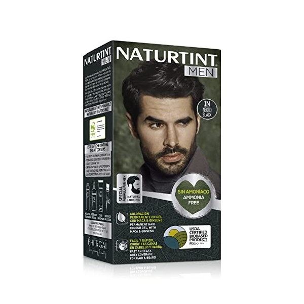 Naturtint Men Biobased | Coloration Permanente Sans Ammoniaque pour Hommes | Teinture pour cheveux et barbe | Couverture à 10