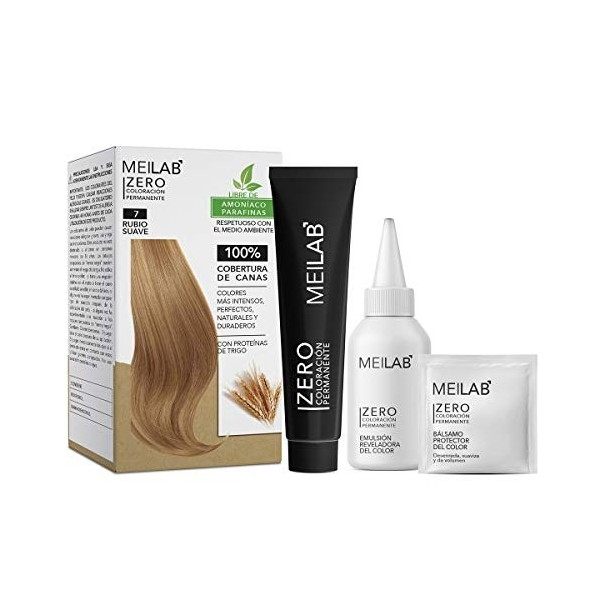 MEILAB - Coloration cheveux sans ammoniaque - Lot de 3 unitès - Blonde moyenne 7