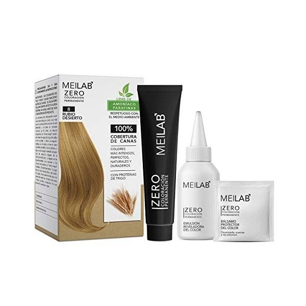 MEILAB - Coloration cheveux sans ammoniaque - Lot de 3 unitès - Blond clair 8