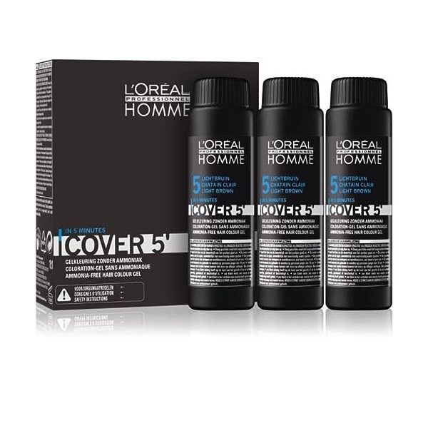LOréal LP Homme Cover 5` Coloration n°5 Brun clair 1 x 50 ml Gel de coloration sans ammoniaque