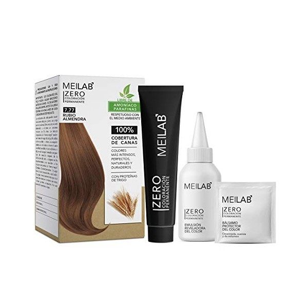 MEILAB - Coloration cheveux sans ammoniaque - Lot de 3 unitès - Tabac blond moyen 7-77
