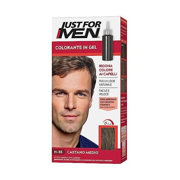 Just For Men Colorant en gel, teinte semi-permanente pour homme, look naturel, sans ammoniaque, noir