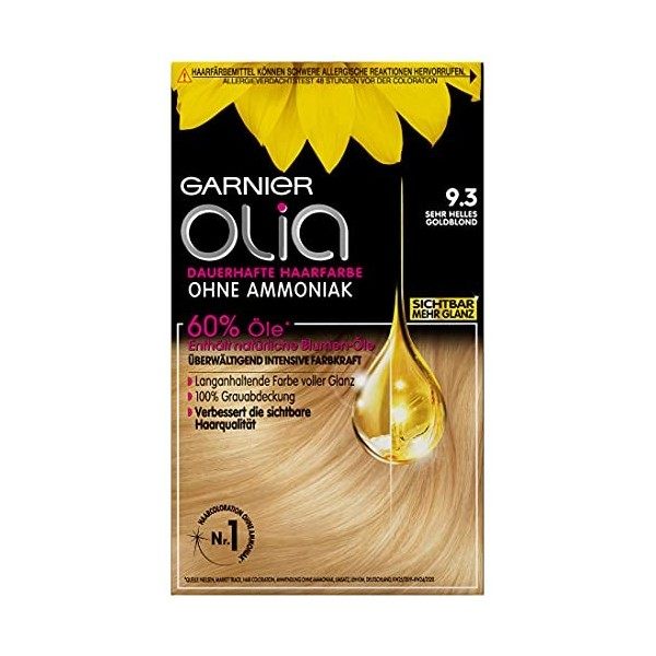 Garnier Olia Coloration pour cheveux, contient 60% d’huiles de fleurs pour des couleurs intenses - Sans Ammoniaque - 3 x 1 pi