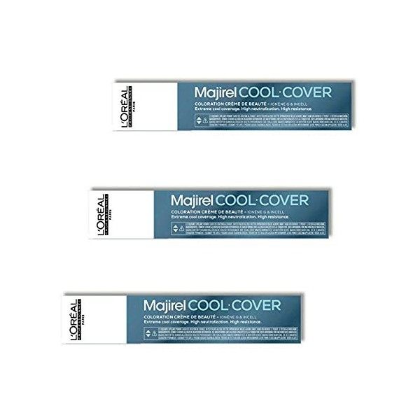 Loreal Majirel Cool Cover Lot de 3 tubes de coloration pour cheveux Brun clair 50 ml