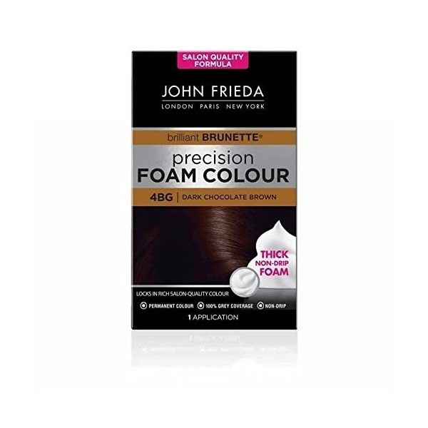 John Frieda - Precision Foam - Teinture permanente pour cheveux - 4BG - Brun chocolat foncé - Pour finition de qualité profes