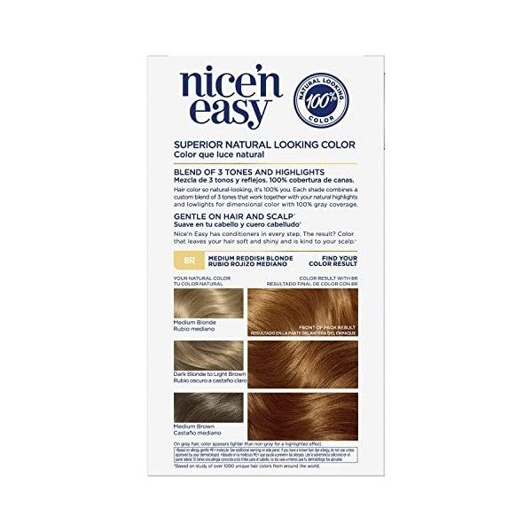 Clairol Coloration permanente Nice n Easy avec Color Blend Technology - Tons chauds et reflets - Couleur 108 - Blond roux na