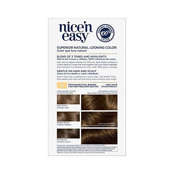 Clairol Nice N Easy Hair Color 118a Natural Medium Neutral Brown 1 Kit Pack of 3 by Clairol