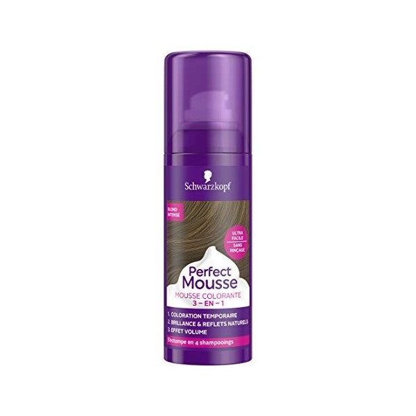 Schwarzkopf - Coloration Cheveux Mousse Temporaire - Brillance et Reflets naturels - Effet Volume - Perfect Mousse 3en1 - Blo