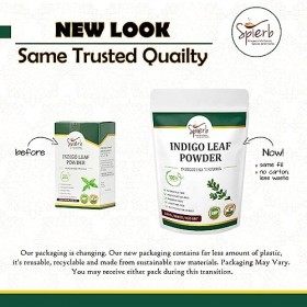 Spierb Indigo Powder 250g pour cheveux - Utiliser avec de la poudre de henné pour colorer les cheveux en noir - Poudre de feu