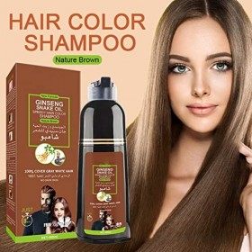 3 en 1 Shampooing Teinture Cheveux Bruns pour Couvrir Cheveux Blancs Gris,Teinture instantanée pour cheveux,Rapide Essence Vé