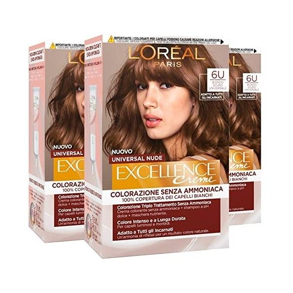 LOréal Paris Excellence Creme Universal Nude Coloration Permanente Châtain Clair 5U Triple Traitement - 3 Teintes