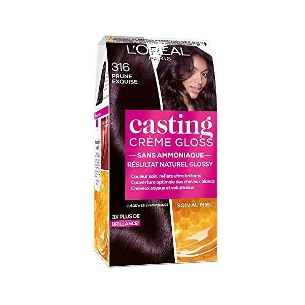 LOréal Paris Casting Crème Gloss Coloration Ton sur Ton pour Cheveux - Sans Ammoniaque - Prune Exquise 316 