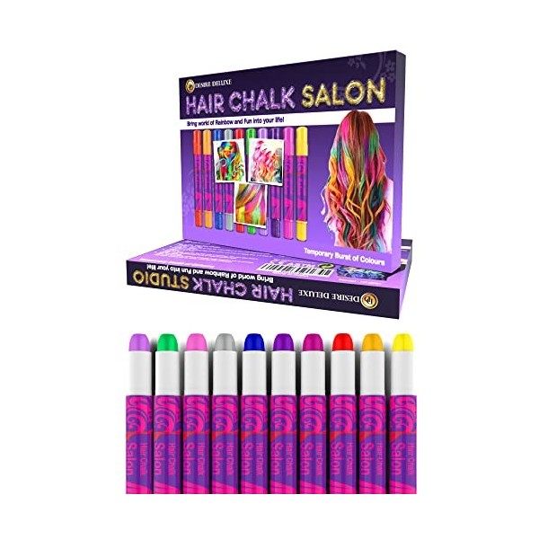 Colorant capillaire Desire Deluxe pour la coloration des cheveux des filles, idéal 10 stylos lavables, cadeau, pour le carnav