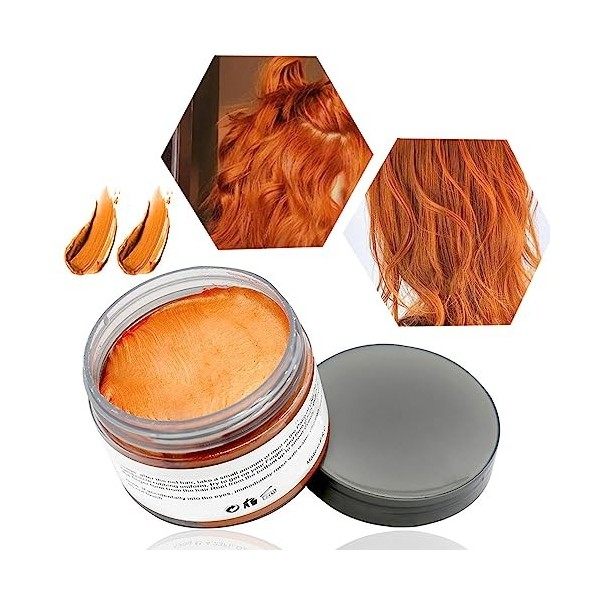 Cire Colorante Cheveux, Cheveux Cires Temporaire Couleur 120g, Formule Botanique Lavable DIY Crème Coiffante Naturelle, Convi