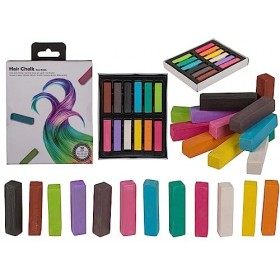 Selldorado® 12x Craie pour Les Cheveux - Couleur temporaire pour Les Cheveux en 12 Couleurs - Hair Chalk - Craie pour Les Che