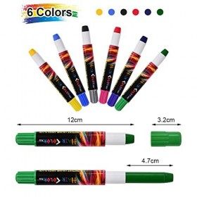 AOOWU Craie pour Cheveux, 6PCS Coloration Cheveux Temporaire Craie, Crayon de Cheveux Lavable, Coloration pour Filles et Adul