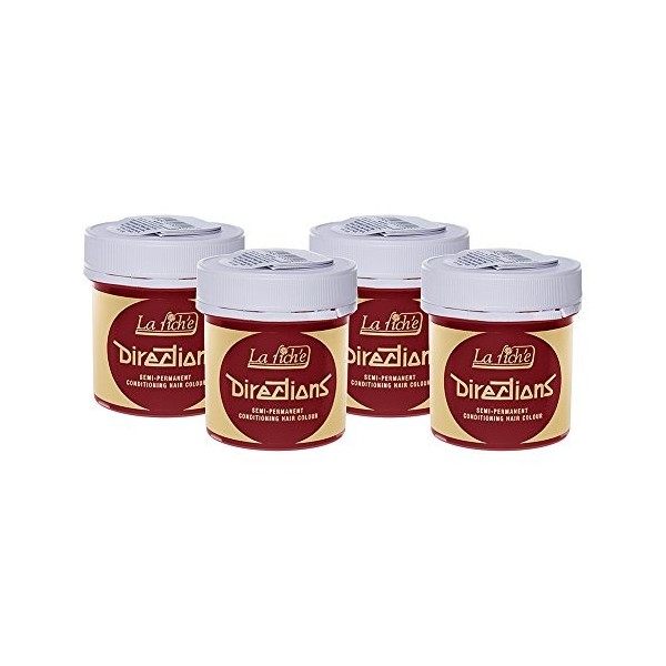4 x La Riche Directions Semi-Permanent Hair Color 88ml Tubs - POPPY RED