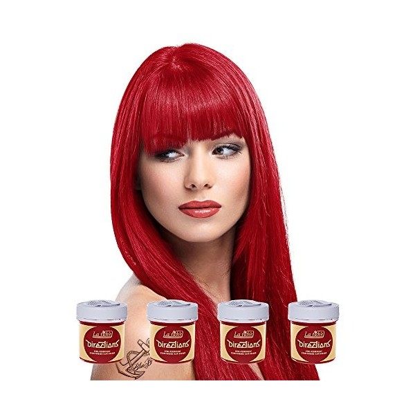 La Riché Directions Lot de 4 tubes de coloration semi-permanente pour cheveux 88 ml Poppy Red 