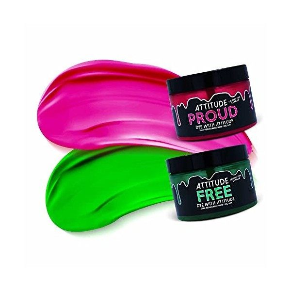 Attitude Hair Dye Coloration semi permanente SEEING RED Duo Ensemble combiné de 2 pots de teinture pour les cheveux Rouge