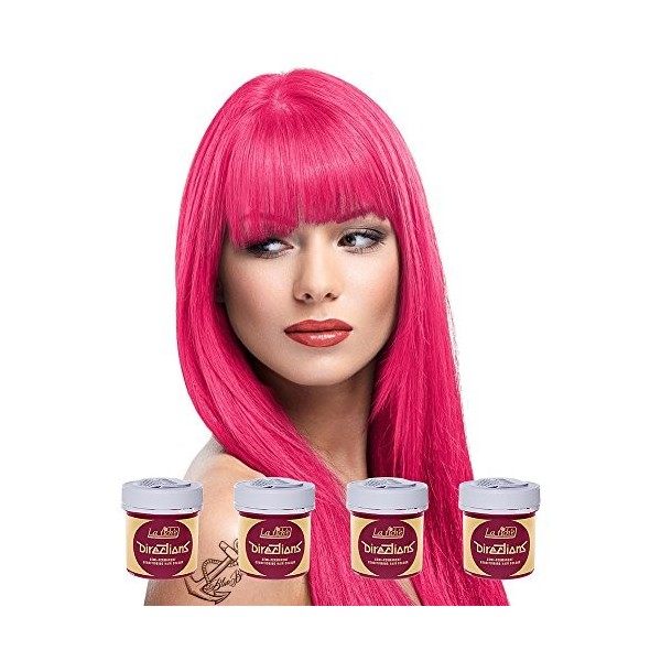 4 x La Riche Directions Semi-Permanent Hair Color 88ml Tubs - FLAMINGO PINK