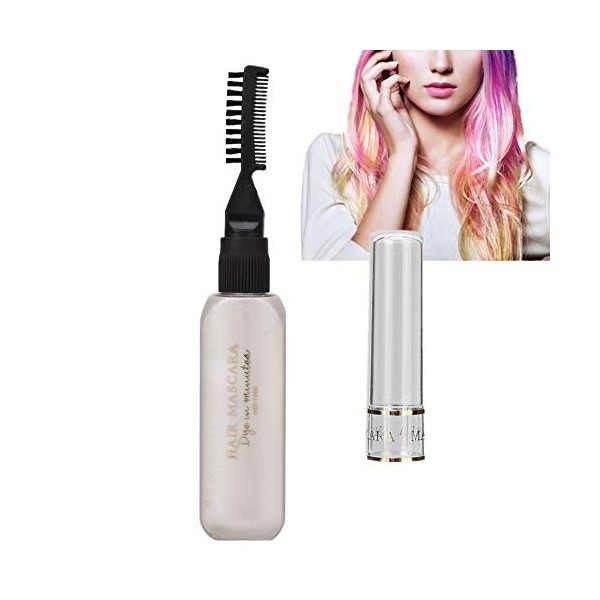 Crème de Teinture pour Cheveux 2 Pièces Teinture Temporaire pour Cheveux Mascara Craie pour Cheveux Stylo de Couleur de Cheve