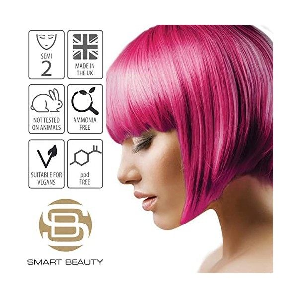 Smart Beauty Carmine Pink, Semi-Permanent Hair Dye, Salon Quality Hair color with Conditioners, 75 ml