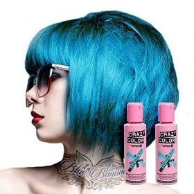 Crazy Color Coloration Pour Cheveux Semi-Permanente 100ml Bleu Bubblegum - Pack de 2