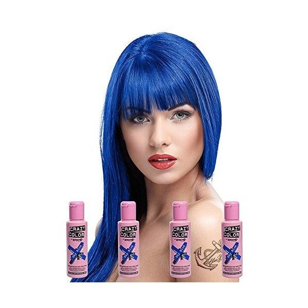 Crazy Couleur Bleu ciel 100 ml quatre bouteilles Cheveux semi-permanente