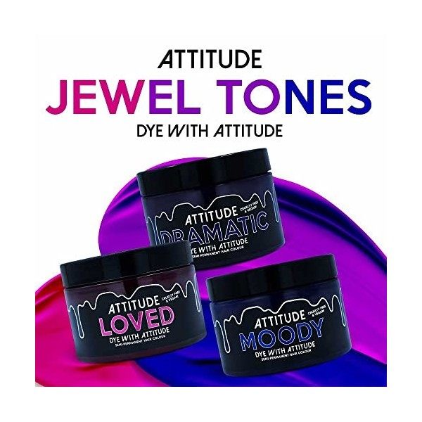 Attitude Hair Dye Coloration semi permanente JEWEL TONES Trio Ensemble combiné de 3 pots de teinture pour les cheveux Rose/Bl