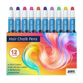 QBIX Ensemble de craie pour les cheveux - Kit de 12 pièces de crayons de coloration - Non allergène et sûr à utiliser Craies 