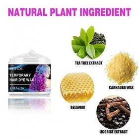 Cire Colorante Cheveux Temporaire Unisexe, Couleur des Cheveux Cire, Ingrédients Naturels Lavable Cire Coiffante à la Mode Co