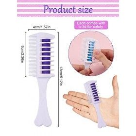 EBANKU Peignes Craie Cheveux, 6 Couleurs Cheveux Craie Peignes de Craie Temporaire Dye Couleur de Brosse Non Toxique Craie de