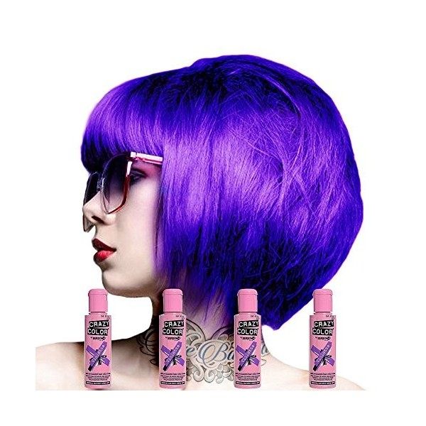 Crazy Colour Semi Permanent Hair Dye By Renbow Violette No.43 100ml Box of 4