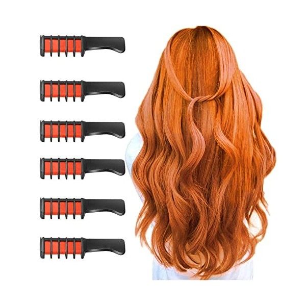 6 Pièces Fluorescente Peigne à Craie pour Cheveux,Cheveux Craie Peignes de Craie Temporaire Dye Couleur de Brosse pour Filles