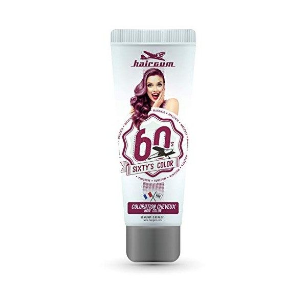 Coloration Crème pour Cheveux Semi Permanente Sixtys Color Hairgum, Magenta, 60ml