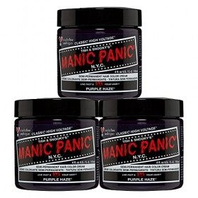 Manic Panic Purple Haze Classic Creme, Vegan, Cruelty Free, Purple Semi Permanent Hair Dye 3 x 118ml